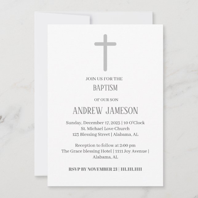 Modern och Elegant Christian Guld Kor | Baptism Inbjudningar (Framsida)