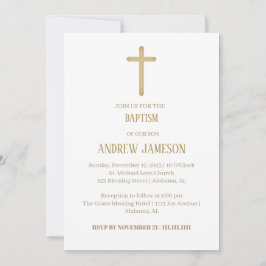 Modern och Elegant Christian Guld Kor | Baptism Inbjudningar