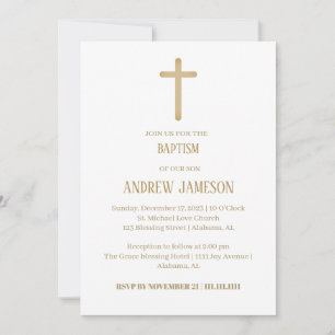 Modern och Elegant Christian Guld Kor   Baptism Inbjudningar