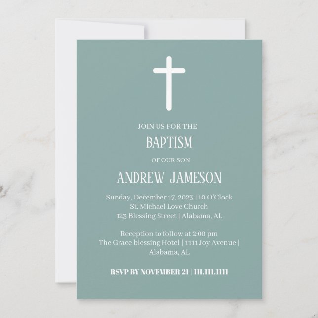 Modern och Elegant Christian Kor | Baptism Inbjudningar (Framsida)