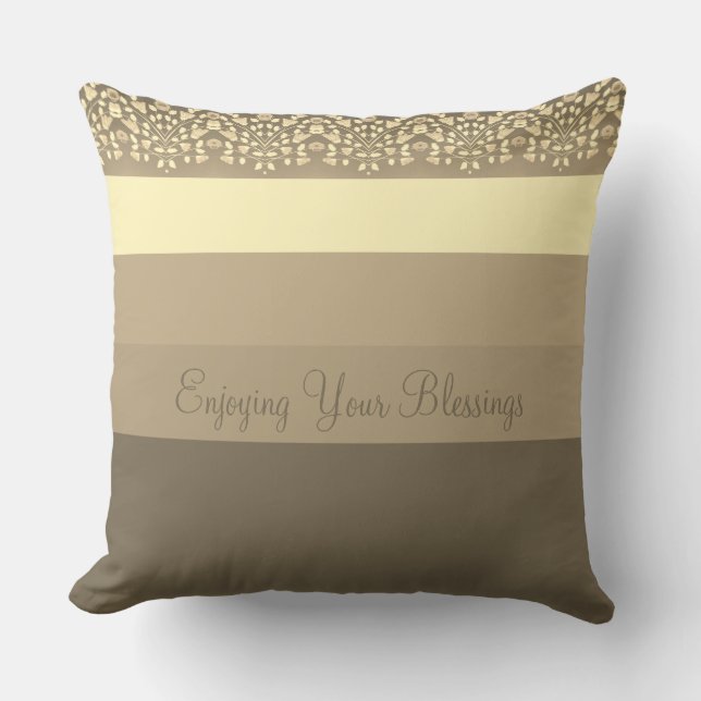 Modern och Elegant Cream och Taupe-mönster Kudde (Framsida)