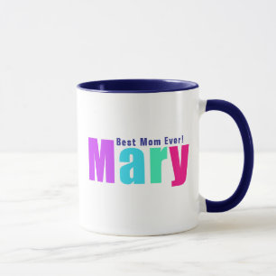 Modern och Elegant - färgstark "Mary" Namn, djupbl Mugg