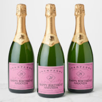 Modern och Elegant Födelsedag Rosa Gnistrande Vin 