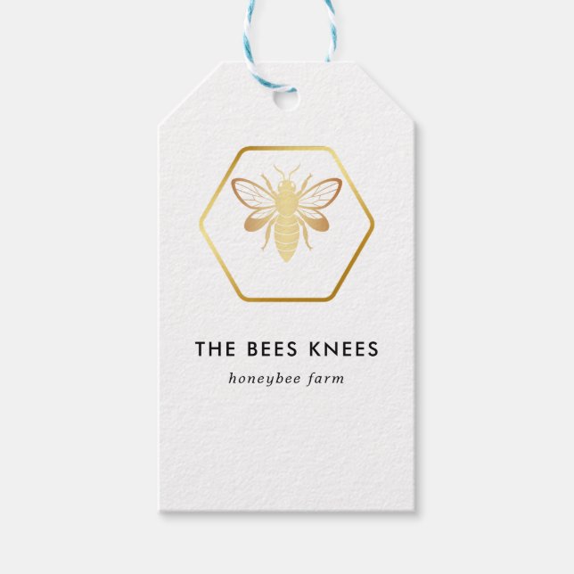 Modern och Elegant - Golden Honungsbiodlingsföreta Presentetikett (Framsidan)