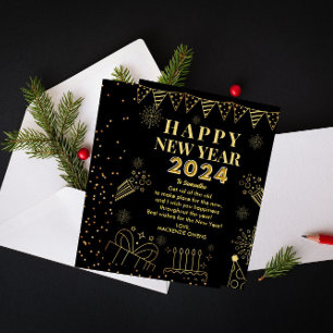 Modern och Elegant Golden Soiree: NYE Firande Julkort
