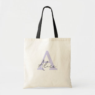 Modern och Elegant Lila Personlig Monogram Tygkasse