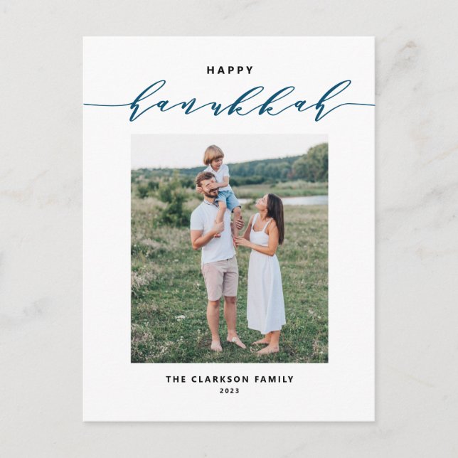 Modern och Elegant Lycklig Hanukkah Photo Helg Vykort (Framsida)