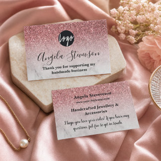 modern och elegant rosa guld glitter marmor visitkort