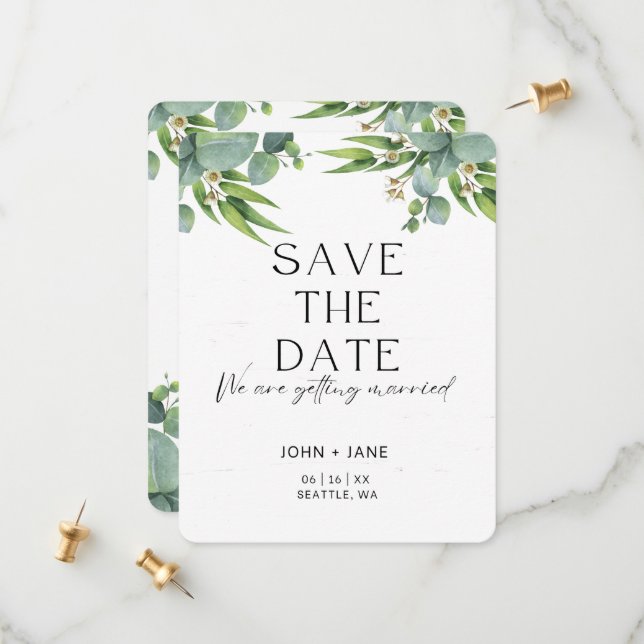 Modern och Elegant Save The Date-kort Spara Datumet (Fram/Back In Situ)