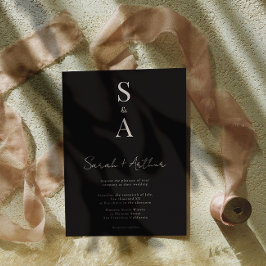 Modern och Elegant-skript och Monogram Bröllop Inbjudningar