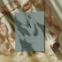 Modern och Elegant-skript och Monogram Bröllop Inbjudningar