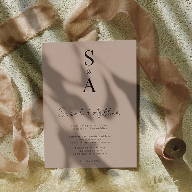 Modern och Elegant-skript och Monogram Bröllop Inbjudningar (Skapare uppladdad)