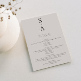 Modern och Elegant-skript och Monogram Bröllop Tilläggskort