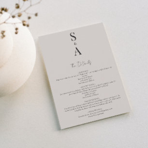 Modern och Elegant-skript och Monogram Bröllop Tilläggskort