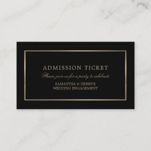 Modern och elegant, svart och Guld, Biljett Tilläggskort