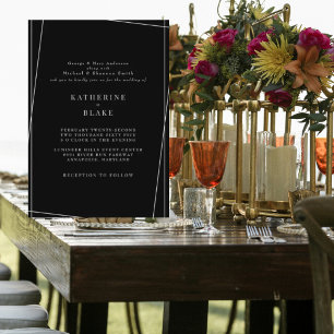 Modern och Elegant, svart och vit geometrisk Bröll Inbjudningar