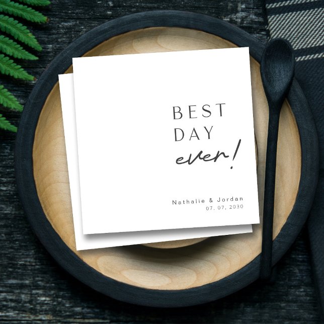 Modern och Elegant Typografi, bästa dagen någonsin Pappersservett (Modern & Elegant Typography Best Day Ever Wedding Napkins)