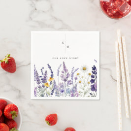 Modern och Elegant Vildblomma Rustik Bröllop Pappersservett