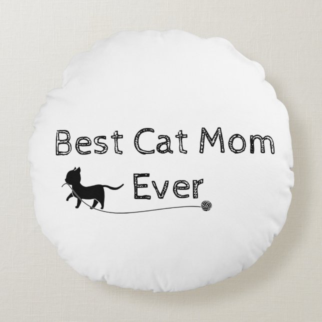 Modern och enkel bästa Kat Mamma någonsin Rund Kudde (Framsidan)