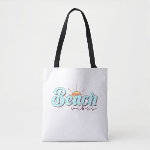Modern och enkel Beach Vibes White Tygkasse