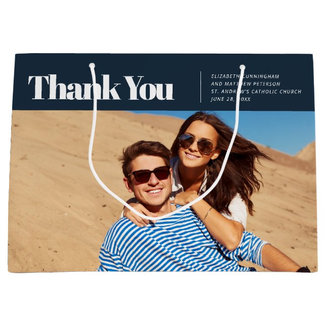 Modern och enkel foto Bröllop Tack (Framsidan)