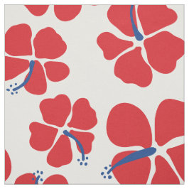Modern och enkel röd och blå hibiscus, sömlös tyg