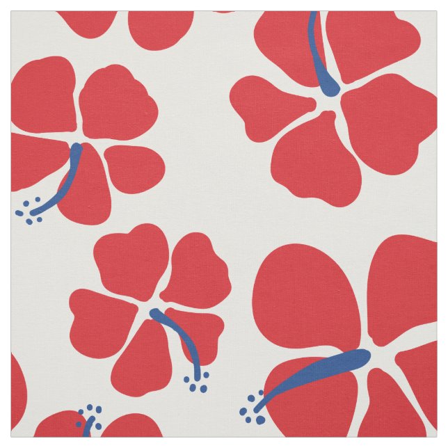 Modern och enkel röd och blå hibiscus, sömlös tyg (Provkarta)