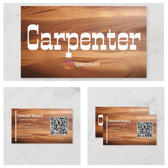 Modern och Enkel Rustik Snickare Visitkort (Modern and Simple Rustic Carpenter Business Card
)