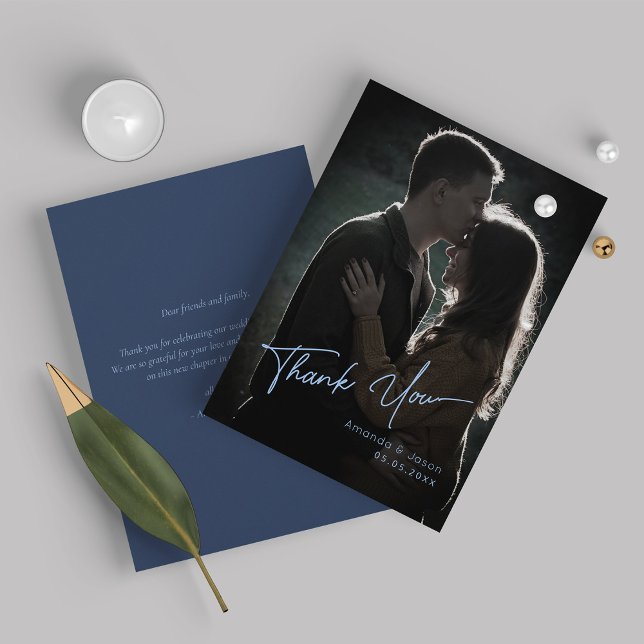 Modern och enkel skriptfoto Bröllop Tack Kort (Skapare uppladdad)