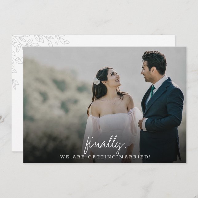 Modern och enkel, slutligen kalligrafi - platt spara datumet (Fram/baksida)