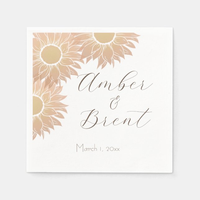 Modern och enkel solros Bröllop Cocktail Napki Pappersservett (Framsidan)
