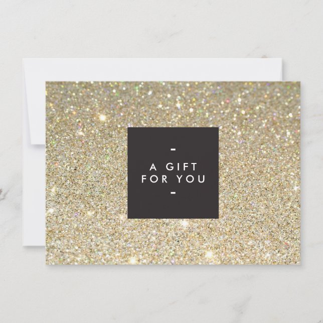 MODERN OCH ENKEL SVART LÅDA GULD GLITTER Presentko (Framsida)