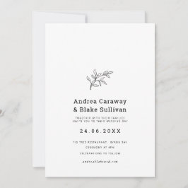 Modern och enkel svart och vit löv i klass I Inbjudningar