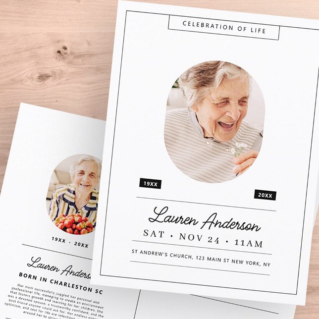 Modern och enkelt foto firande i livets minnesstun vykort (Skapare uppladdad)