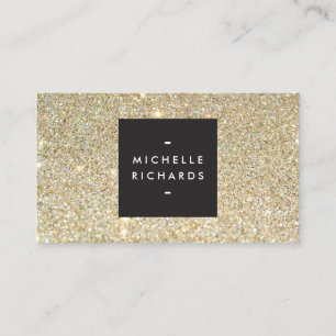MODERN och ENKELT SVART BOX PÅ GULD GLITTER Visitkort