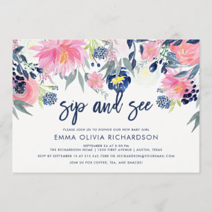 Modern och flottan Blommigt Sip och se Inbjudningar