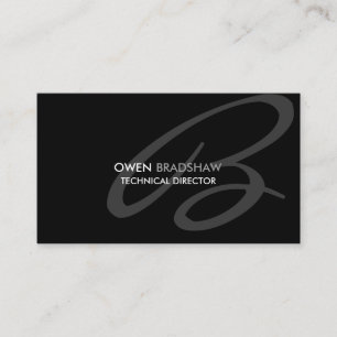 Modern och för elegant svart Monogram Visitkort