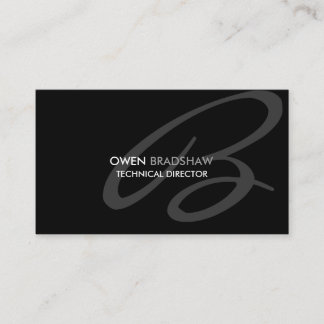 Modern och för elegant svart Monogram Visitkort