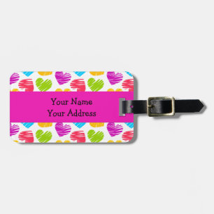 Modern och Girly Vibrant Doodled Hearts Mönster Bagagebricka