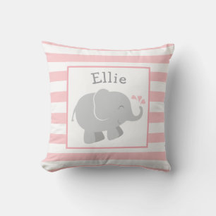 Modern och Grått Elephant Anpassningsbar Monogram Kudde