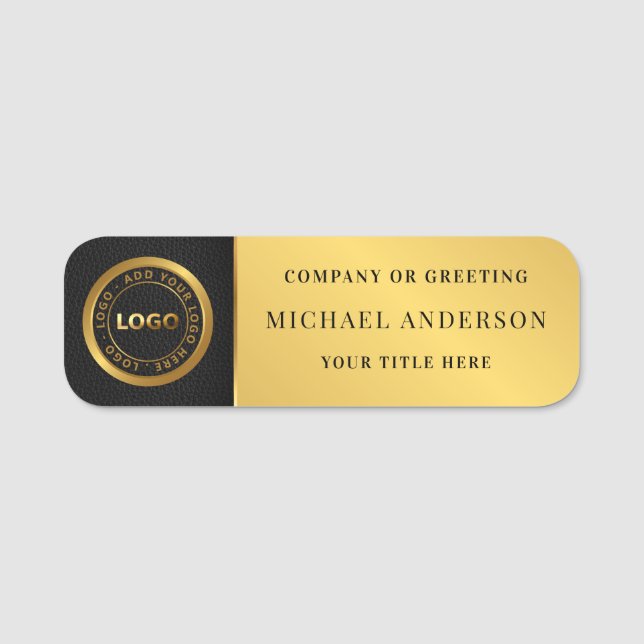 Modern och Guld Logotyp Professionell-anställd Namnbricka (Framsida)