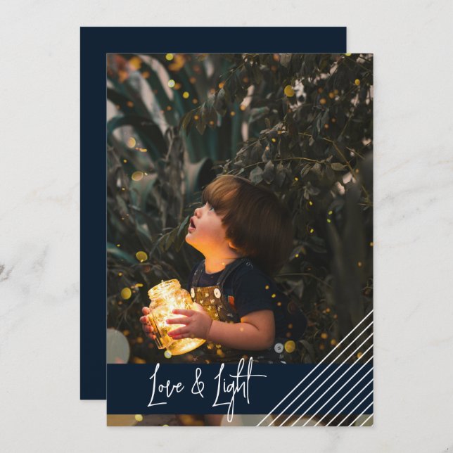 Modern och helt enkelt Kärlek och Light Hanukkah Julkort (Fram/baksida)