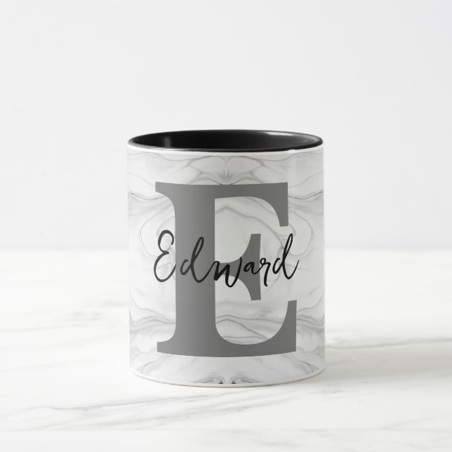 Modern och klassisk Marble Monogram Brev E Mugg (Center)