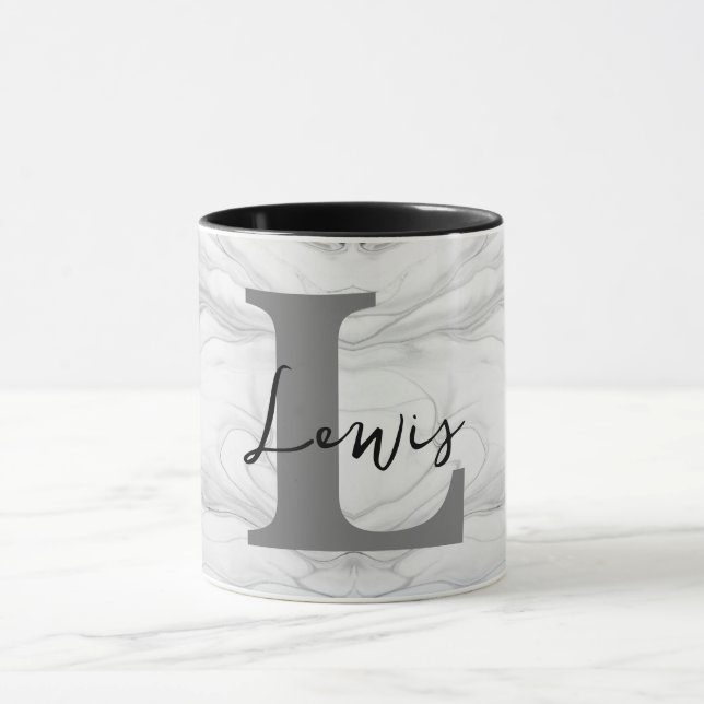 Modern och klassisk Marble Monogram Brev L Mugg (Center)