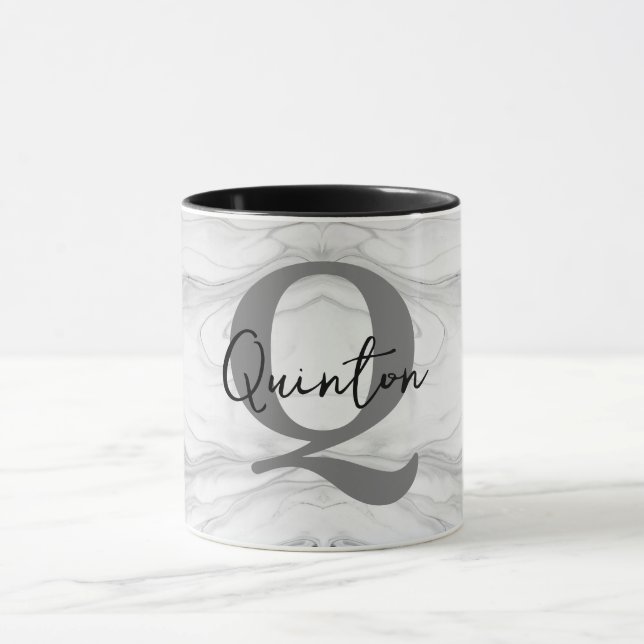 Modern och klassisk Marble Monogram Brev Q Mugg (Center)