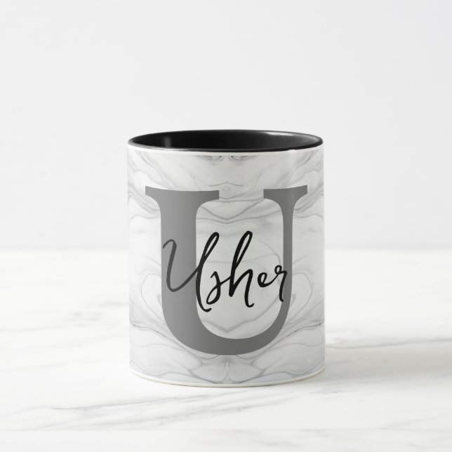 Modern och klassisk Marble Monogram Brev U Mugg (Center)