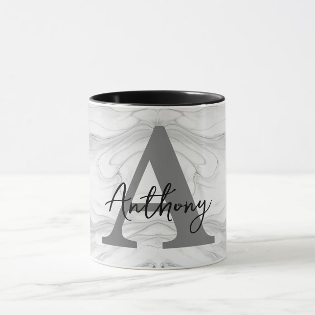 Modern och klassisk marmor monogram bokstav A Mugg (Center)