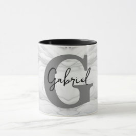 Modern och klassisk marmor monogram bokstav G Mugg