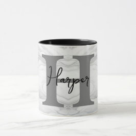 Modern och klassisk marmor monogram bokstav H Mugg