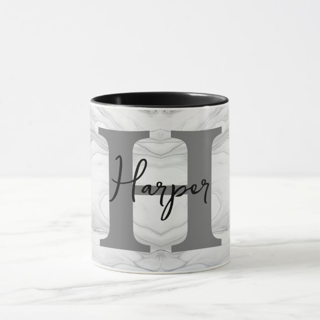 Modern och klassisk marmor monogram bokstav H Mugg (Center)